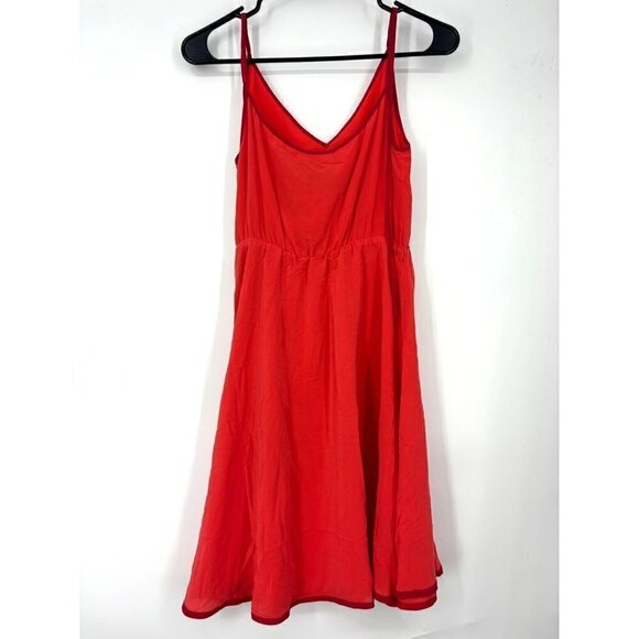 Anthropologie Girls From Savoy Becca 100% Silk Ruffle Dress Orange Red 0 - Picture 3 of 3